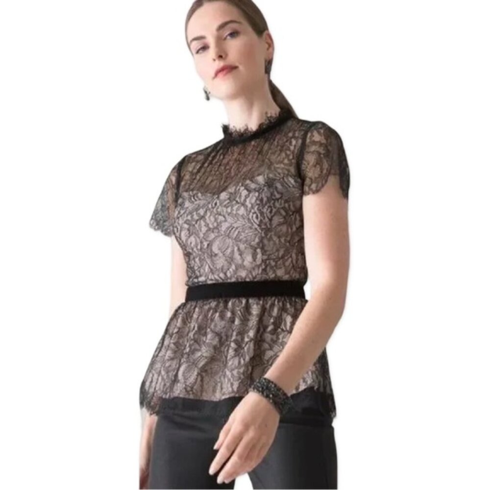 WHBM 💕Contrast💕 Lace Bodice Top - US 6